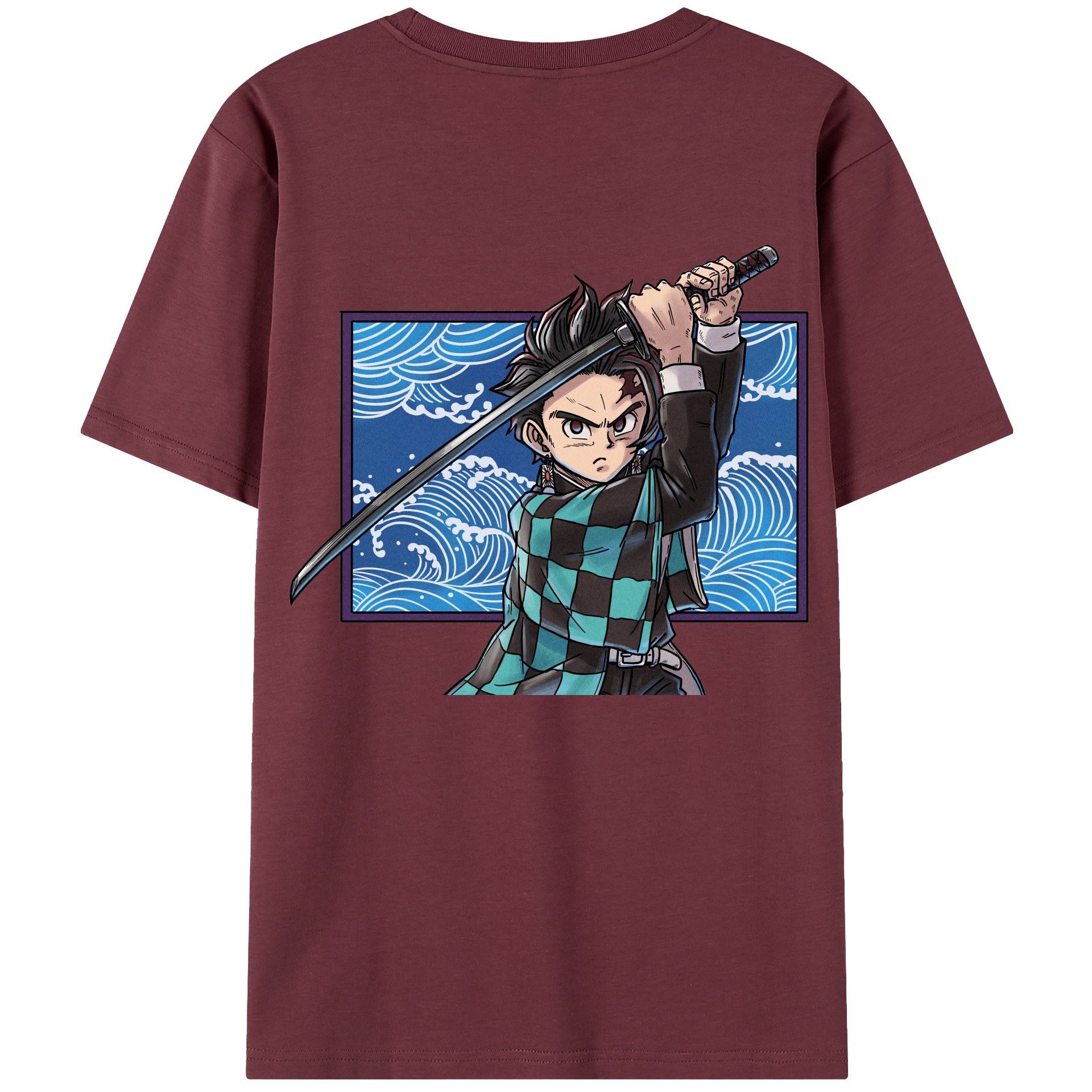 （画像用） 鬼滅の刃 竈門 炭治郎／かまど たんじろう Kamado Tanjirou 綿100％半袖Tシャツ（背面プリント）